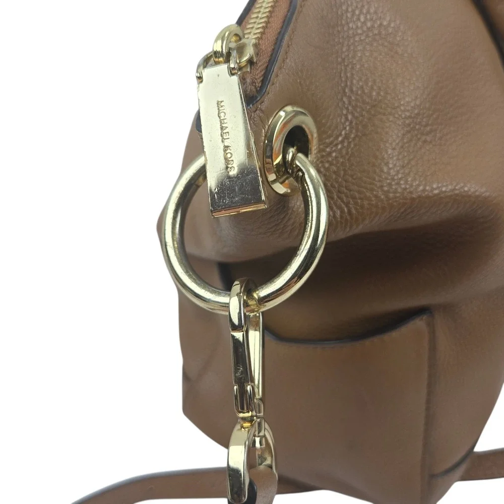 Michael Kors Beckett Satchel Pebbled Leather Brown Large Bag 30T7GBUS3L Acorn